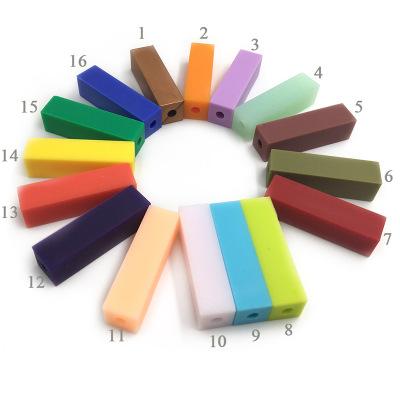 China YDS Wholesale BPA Free Custom Rectangular Silicone Teething Pendant Necklace CLASSIC For Baby Necklace Teether Toys for sale