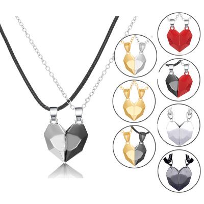 China Both black FASHIONABLE magnetic attracting necklaces + white couples wishing stone necklace set magnetic can be spliced ​​love necklace for sale