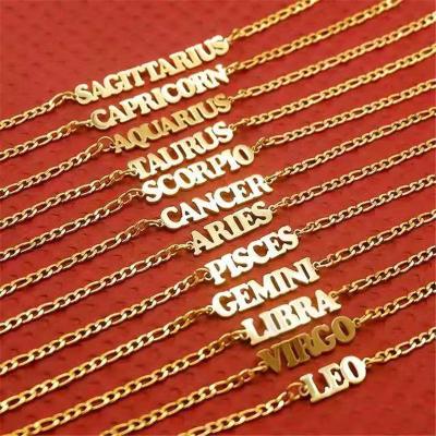 China FASHIONABLE hot sale stainless steel horoscope anklet 18k gold plated 12 zodiac sign anklet for sale