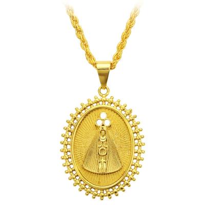 China Religious 18k Gold Plated Mens Necklace Religious Jewelry Christian Long Pendant Necklace for sale