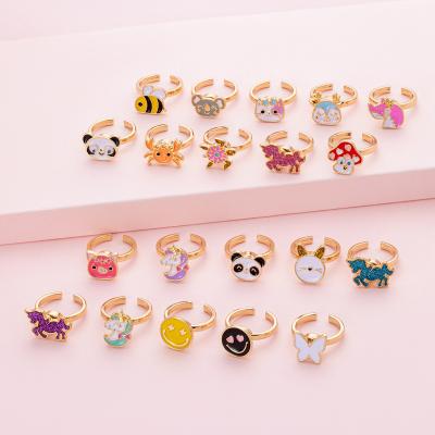 China Hot Sale 40 CLASSIC Hot Cute Cartoon Rings Anti-Anxiety Relaxation Fun Panda Rainbow Pony Lucky Eyes Animal Rotating Rings for sale