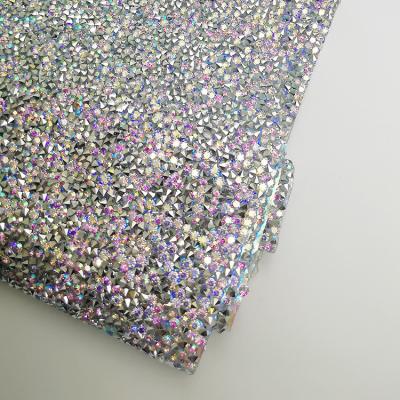 China Bridal Crystal Ab Pointback Applique Motif 24*40cm Trimming Bridal Rhinestone Hotfix Bandage Sheet For Dresses Shoes for sale