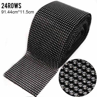 China Pointback Shape 24 Raws Bling Plastic Rolls Mesh Trimming For Clothing Rhinestone for sale