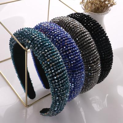 China Colorful Rhinestone Diamond Wholesale Bling Headband Women's Crystal Winter Hair Accessories Decorations Latest Popular Beauty Fashion for sale