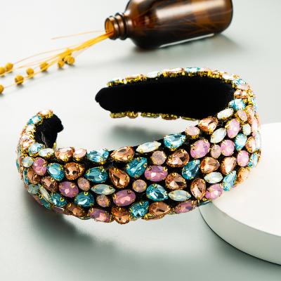 China Wholesale Plastic Headband With Drop Crystal Desinger Metal Rhinestone Luxury 