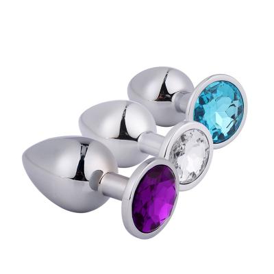 China High Quality Good Quality Butt Plug Light Anal Plug Silver Colored Gem Sex Toys For Women for sale