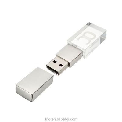 China Transparent Metal Promo Gift Classic Led Crystal Usb Lightweight Flash Drive 2Gb Pendrive 4Gb for sale