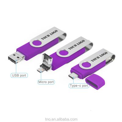 China Custom Metal 8GB 16GB 32GB 64GB 2.0 3.0 3 In 1 Type C Android Phone OTG USB Flash Drive for sale