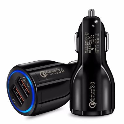 China Fast Charging 3.0 Mobile Phone Car USB Charger Travel Adapter 2 Port USB Fast Car Charger For iPhone Samsung for sale