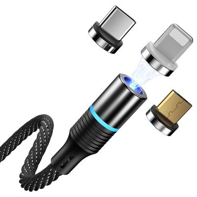 China MP3/MP4 Player Universal Usb Data Mobile Phone Charger Charging Micro Braided 3 In 1 Usb Cable Magnetic Data Line for sale