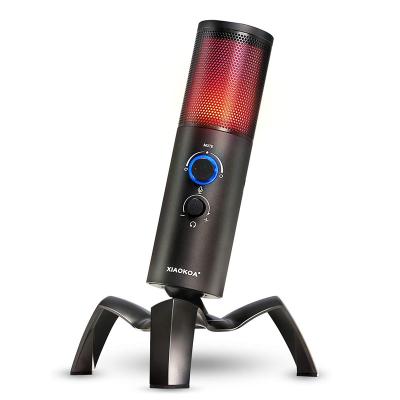 China USB Microphone RGB Condenser Recording Computer Handheld Microphone for MAC, PS4, PC, Zero Latency Monitoring for sale