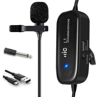 China Lavalier Microphone 6meters Long Line Wired L1 Lapel Microphone Interview Lavalier Microphone For Recording With Removable For Bloggers And Vloggers for sale