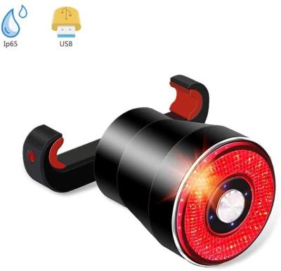 China Intelligent Light Perception Bicycle Flashlight Bike Rear Light Auto Start And Stop Brake Sensing IP65 LED Waterproof Charging Recycling Taillight for sale