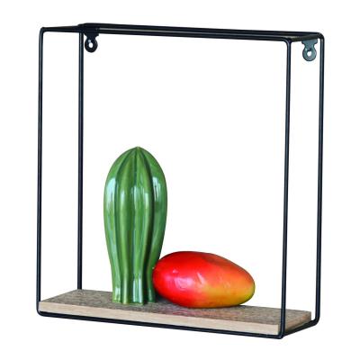 China Decorative Storage Square Metal Wood Wall Steel Shelf for sale