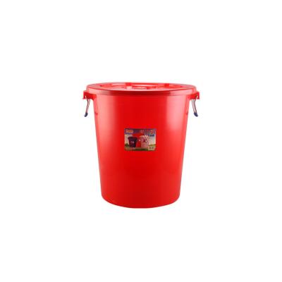 China Sustainable 45L-100L large red plastic thicken  bucket handle with metal drum handle and lid for water bucket for sale