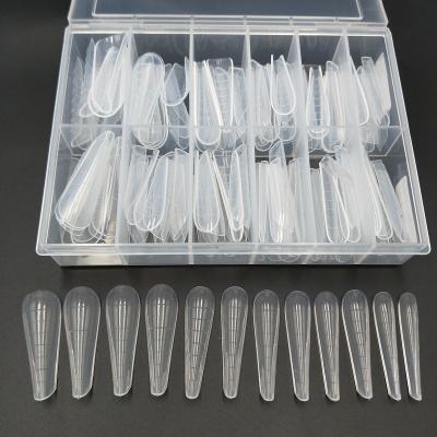 China Quick Easy Apply 120Pcs Long Tapered Double Nail Extension Shape Gel Mold Quick Building Tips for sale