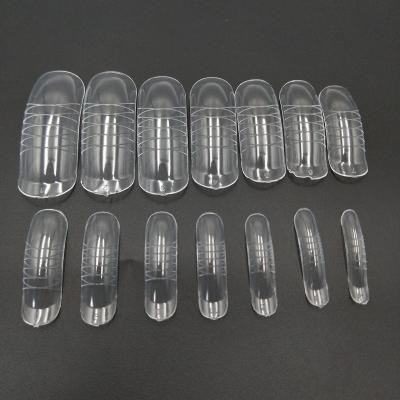 China Quick Easy Apply 14 Sizes 140Pcs Large Clear Wide Finger Easy Extension Dual Shape Art Nail Tip Mold for sale