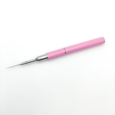 China Bold Nail Art Liner Brush Striper Design 15Mm Long Hair Exquisite Pink Metal Handle for sale