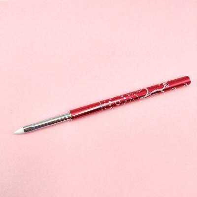 China Exquisite Custom Design Beautiful Metal Red White Nylon Hair Acrylic 3D Nail Art Brush for sale