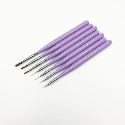 China Exquisite Design 7PCS Set Professional Wooden Handle Kolinsky UV Gel Nylon Thin Nail Art Liner Brush for sale