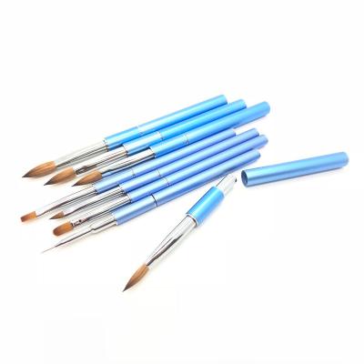 China Wholesale NAIL Size 8 10 12 14 16 Metal Handle 3D UV Gel Sculpting Thin Coating 100% Acrylic Kolinsky Nail Brush for sale