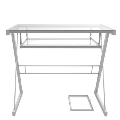 China Extendable upright computer desk, tempered glass computer desk, clear tempered glass computer desk for sale