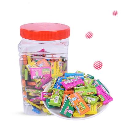 China Ready to be served Cartoon Stickers Bubble Press Gum Sweet Chewing Gum Candy In Jar for sale