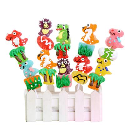 China Ready to be served Custom cartoon shape fruit flavored gummy dinosaur gummy animal gummy lollipop for kids for sale