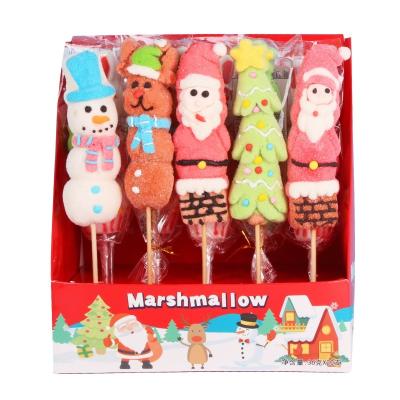 China Ready to be served Soft Waxy Sweet Christmas Big Marshmallow Lollipop Cute Cartoon Kids Love for sale