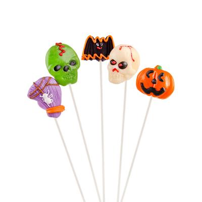 China Ready to be served In Bag Wholesale Hard Candy Pumpkin Skull Sweet Lollipop for sale