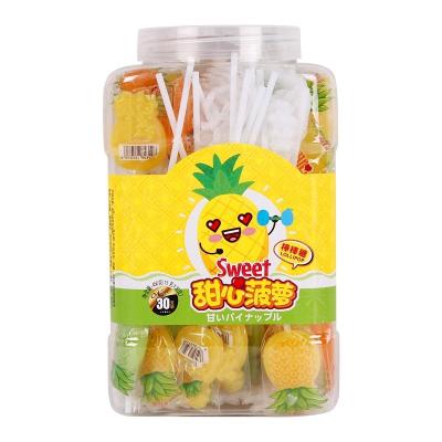 China Ready to be served Chinese halal pineapple shaped vegan candy lollipop hard candy for sale