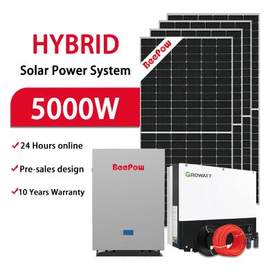 China Beepow China Professional 5Kw Solar Power System Home Solar Power System Three Phase Hybrid PV System for sale