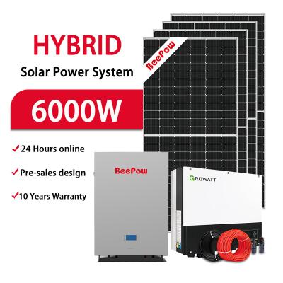 China Beepow Home Solar Power System 10 KW Full Set Hybrid Home Solar System Kit Price for sale