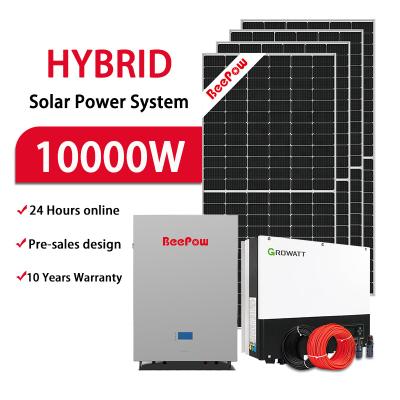 China Beepow 10Kw Home Solar Three Phase Hybrid Home Complete Set For Home Energy Storage System With Lithium Batteries for sale