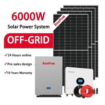 China Beepow 6000W Solar Power System Off Grid 6Kw Kit Storage Complete Complete Home Solar Power System For Home for sale