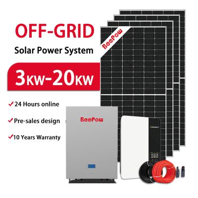 China Beepow Complete Home Solar Panel System Kit 3000W 5000W 6000W 10Kw 12Kw 20Kw Off Grid Storage Solar Energy System For Home for sale