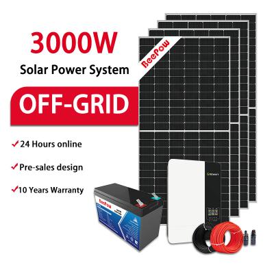 China Beepow High Efficiency Home Solar Energia Kit Renewable Solar Panel Set 3Kw Off Grid Solar Power System for sale