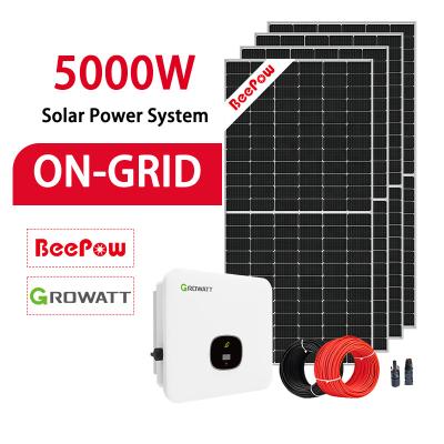 China Home Beepow 5Kw On Grid Tied Solar Energy System Kit Home Power 5000W Solar Power Systems for sale