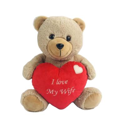 China Custom Stuffed Plush Valentine's Day Gift Soft Toys Stuffed Plush Teddy Bear With Red Heart Toy for sale