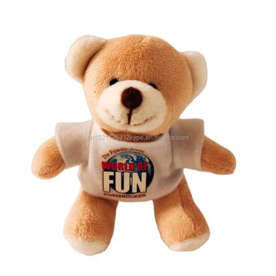 China Tiny Plush Custom 10cm Teddy Bear Plush Toy With T-shirt Printed Logo For Gifts And Souvenirs for sale