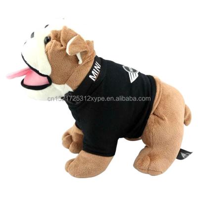 China Custom Stuffed Bulldog Squatting Plush Toy Stuffed Wearing Clothes With Embroidery for sale