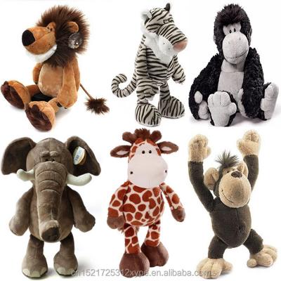 China Custom plush stuffed animal toys such as orangutan, lion, elephant, tiger and monkey for sale