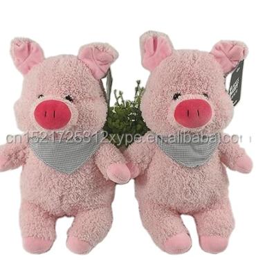 China Super Soft Cute Smiling Plush Pig Plush Toy Pink Animal Stuffed Toy With A Scarf for sale