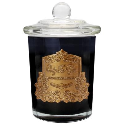 China Luxury Customized Metal Scented Scented Black Glass Jar Soy Wax Candle Scented for sale