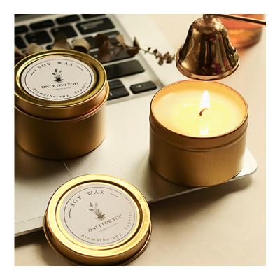 China Hot sale handmade gold scented and black tinplate soy wax scented candles for gift for sale