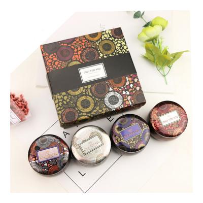 China Amazon New Scented Sale Can Scent Natural Soy Wax Tin Christmas Gift Candle Luxury Foil Texture Private Design Scented Candles for sale