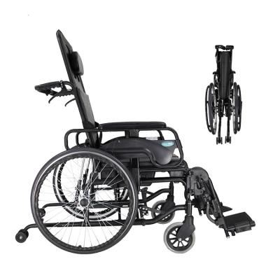 China Aluminum Alloy Home Care Hospital Wheelchair Elderly Foldable Height Adjustable Manual Wheelchair With Foot Rest for sale