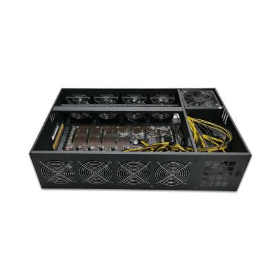 China With silent fan gpu 8 case with 8 fans cpu gpu frame chassis 8 card quiet open rtx 3080 rx580 and PSU 8 case. for sale