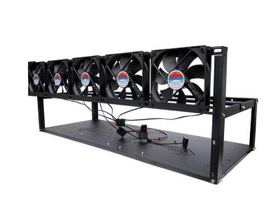 China (Height) 6 GPU adjustable 8 GPU 12 GPU slot durable rack case with PSU. and Motherboard FANS Aluminum Stackable Case Open Air Frame for sale