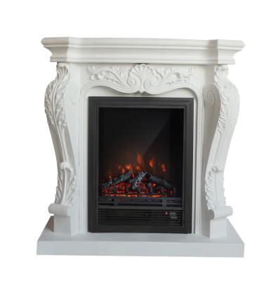 China Contemporary Electric Stone Look Mantel Fireplace Mantel Artificial Faux Stone Handcrafted Mantel for sale